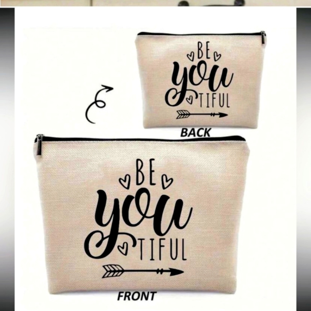 Stylish Cream Pouch with Inspirational Print - Picture 3 of 4